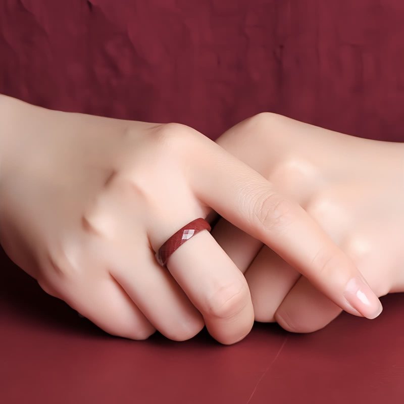 Anillo de Bendición Cinabrio Om Mani Padme Hum Cinnabar Om Mani Padme Hum Blessing Ring
