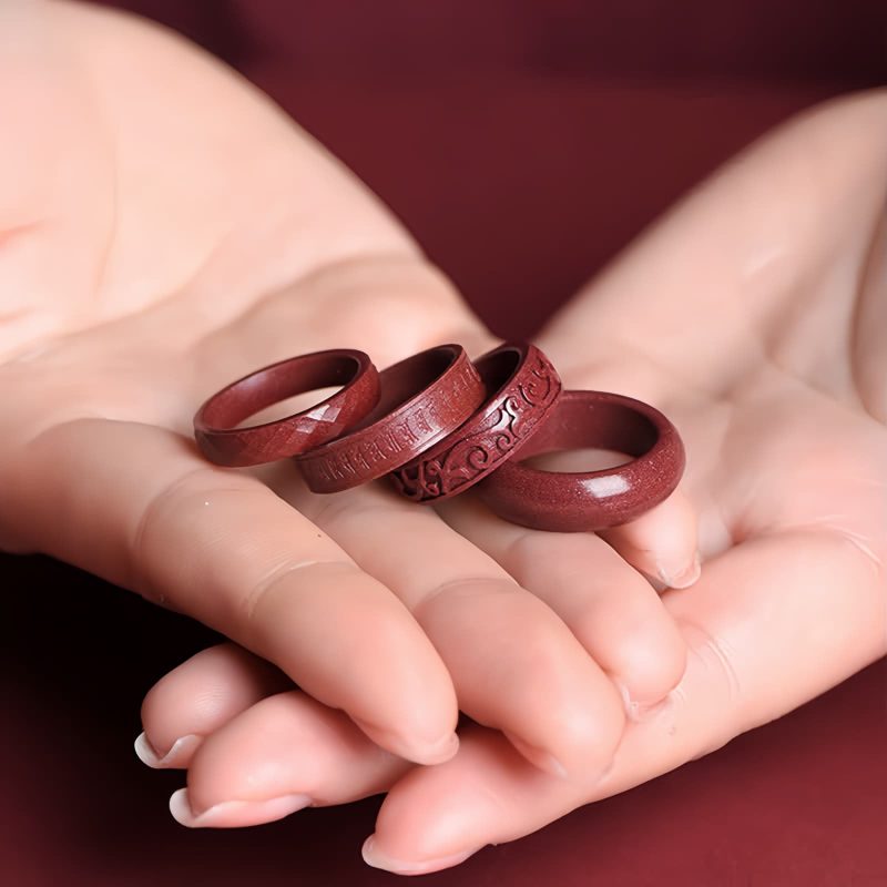 Anillo de Bendición Cinabrio Om Mani Padme Hum Cinnabar Om Mani Padme Hum Blessing Ring