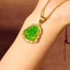 Collar de Buda Ríe de Jade con baño de Oro de 18K Gold-Filled Laughing Buddha Jade Necklace