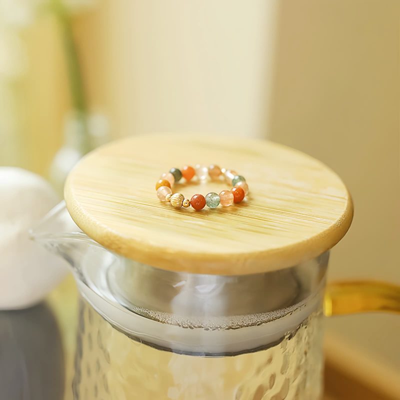 14金メッキ 福禄寿 ピーチムーンストーンリング 14k Gold Plated Fu Lu Shou Peach Moonstone Ring