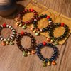 Pulsera de Cinabrio con Bestia Dorada que Devora - Multicolor Gold Swallowing Beast Colorful Cinnabar Bracelet