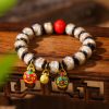 Pulsera de Cinabrio con Bestia Dorada que Devora - Multicolor Gold Swallowing Beast Colorful Cinnabar Bracelet