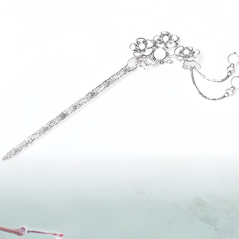 Horquilla Calmante con Aventurina Verde y Ágata Roja Floral Green Aventurine & Red Agate Floral Soothing Hairpin