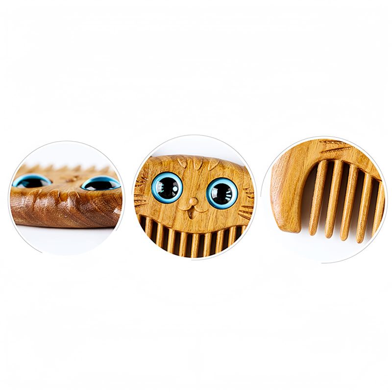 Peine con diseño de gato de sándalo verde Green Sandalwood Cat Pattern Comb
