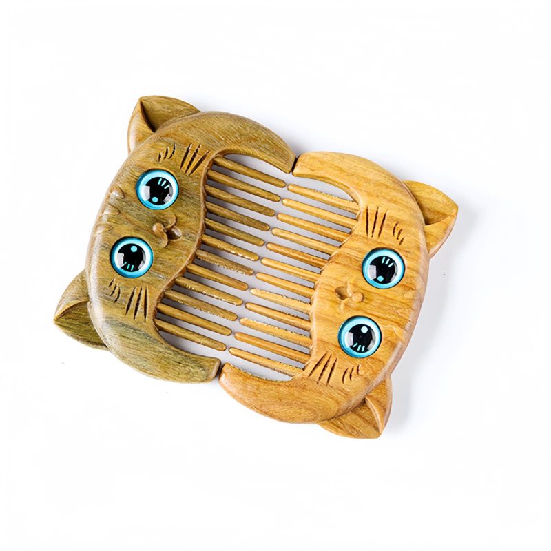 Peine con diseño de gato de sándalo verde Green Sandalwood Cat Pattern Comb