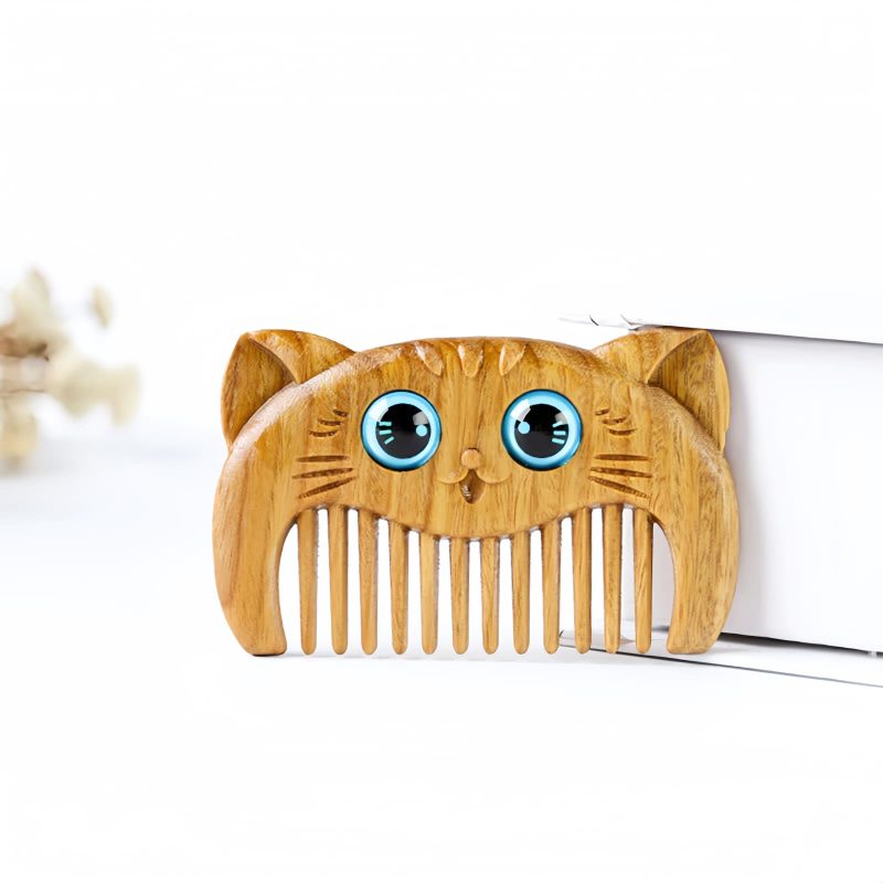 Peine con diseño de gato de sándalo verde Green Sandalwood Cat Pattern Comb
