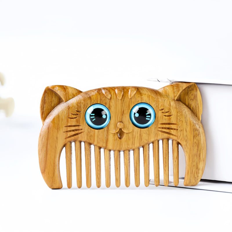 Peine con diseño de gato de sándalo verde Green Sandalwood Cat Pattern Comb