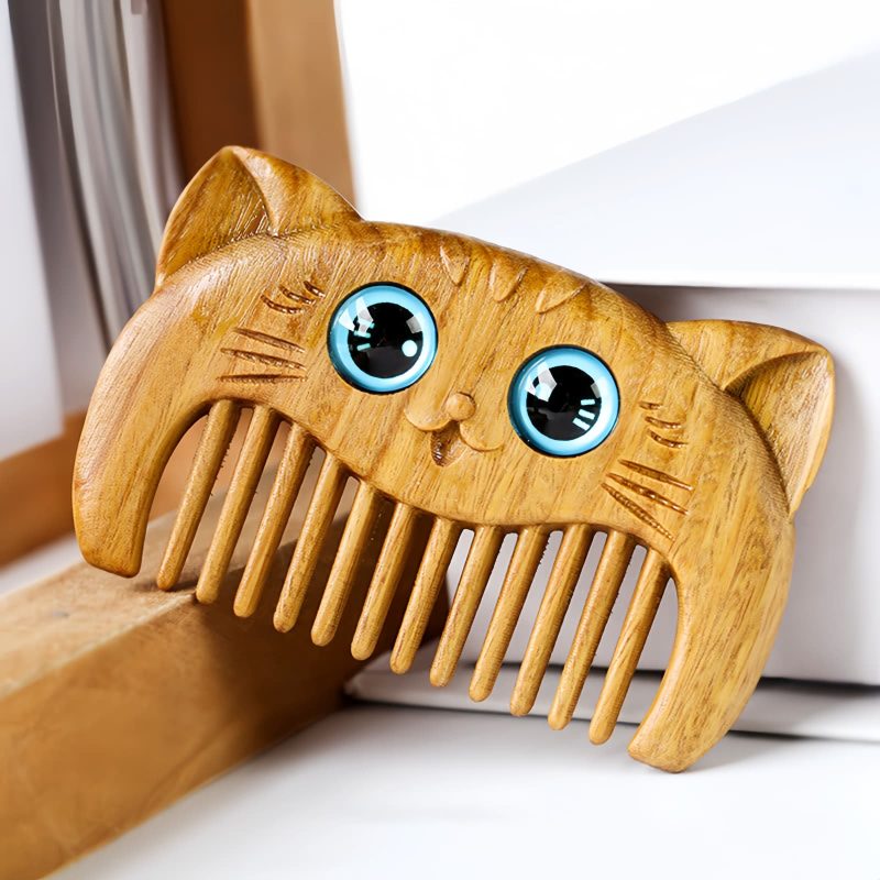 Peine con diseño de gato de sándalo verde Green Sandalwood Cat Pattern Comb