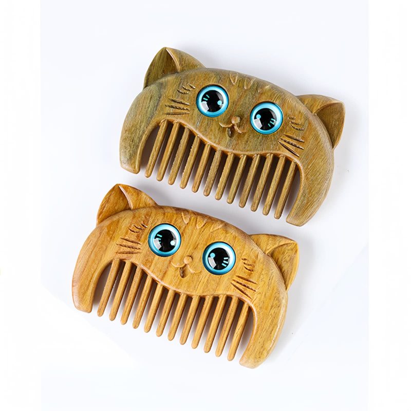 Peine con diseño de gato de sándalo verde Green Sandalwood Cat Pattern Comb