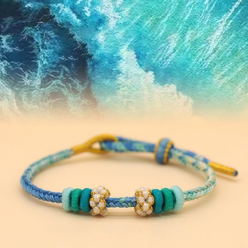 手編み八本糸平和の結び目ブレスレット Handmade Eight Thread Peace Knot Braided Bracelet