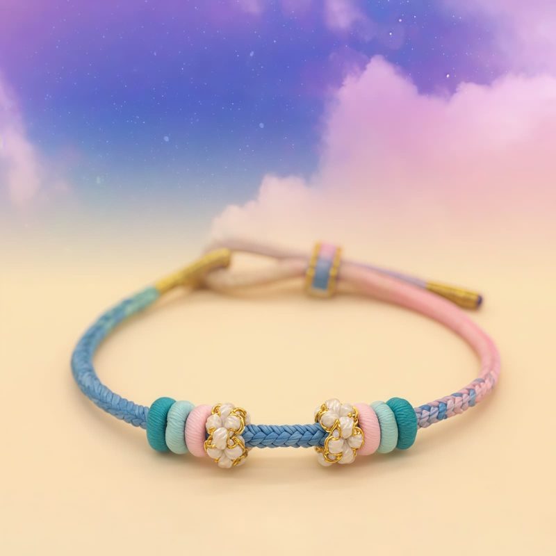 手編み八本糸平和の結び目ブレスレット Handmade Eight Thread Peace Knot Braided Bracelet