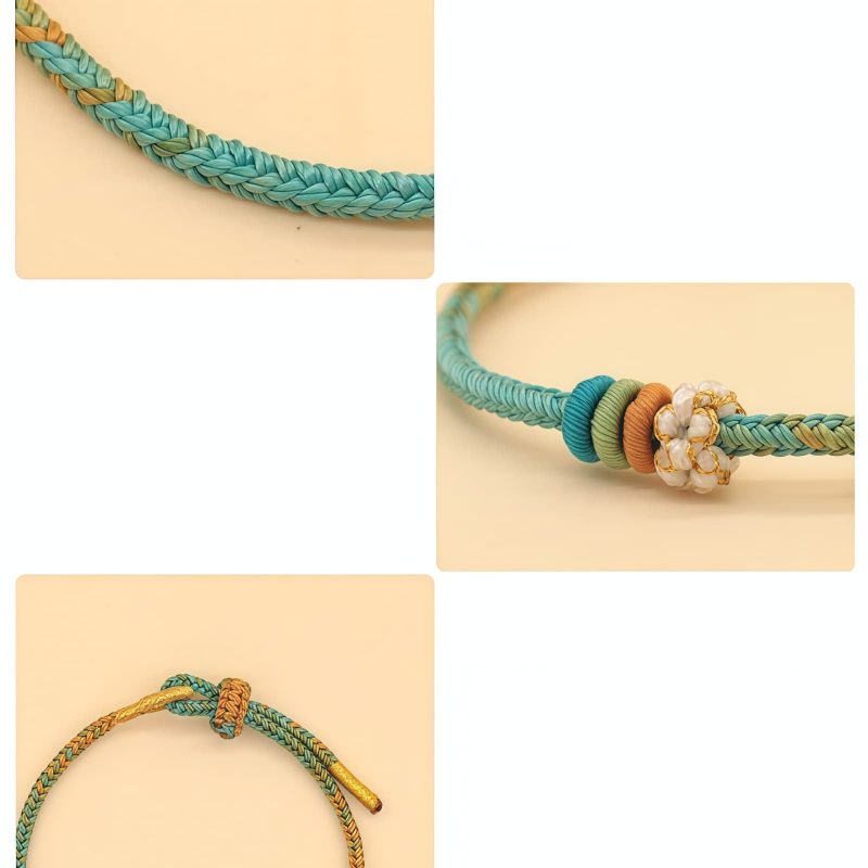手編み八本糸平和の結び目ブレスレット Handmade Eight Thread Peace Knot Braided Bracelet