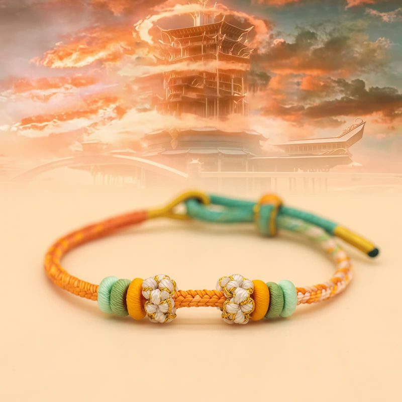手編み八本糸平和の結び目ブレスレット Handmade Eight Thread Peace Knot Braided Bracelet
