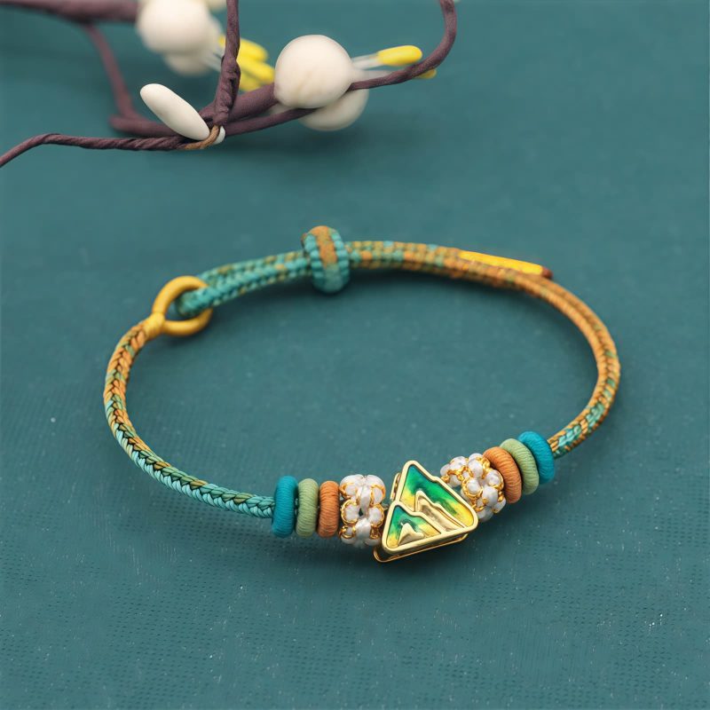 手編み八本糸平和の結び目ブレスレット Handmade Eight Thread Peace Knot Braided Bracelet