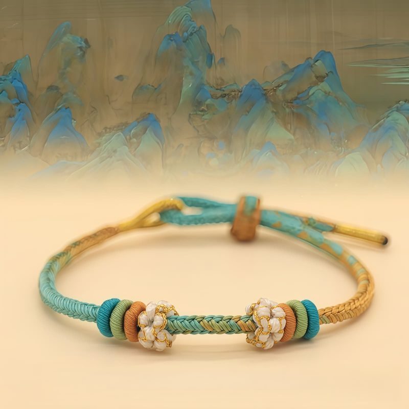 手編み八本糸平和の結び目ブレスレット Handmade Eight Thread Peace Knot Braided Bracelet