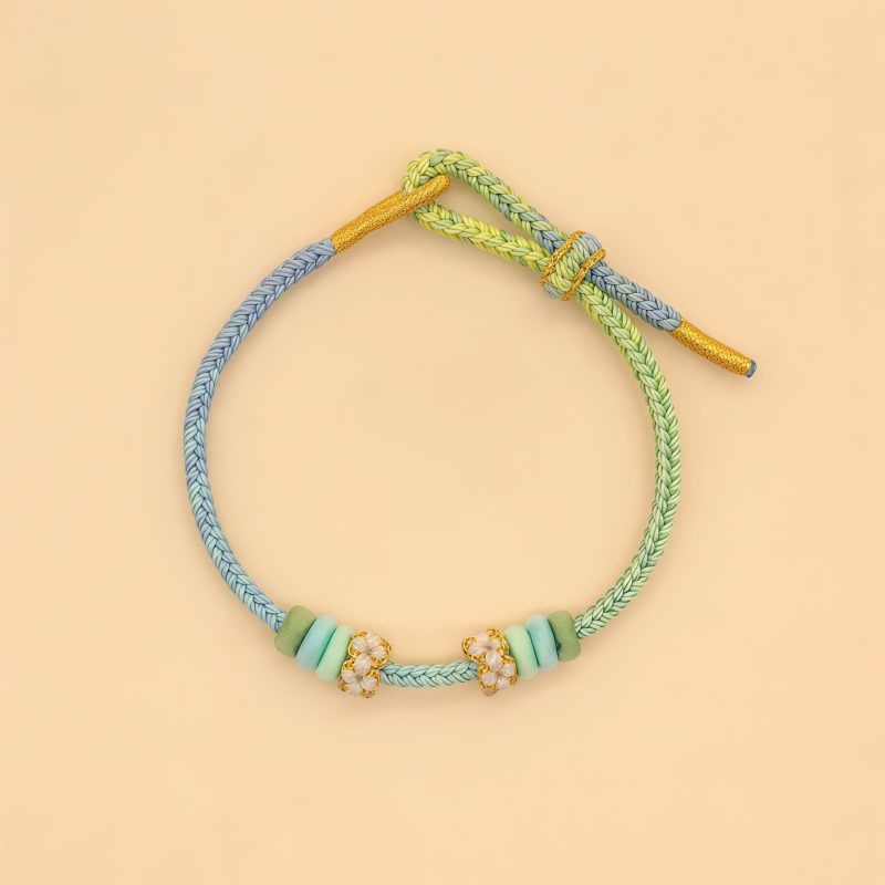 手編み八本糸平和の結び目ブレスレット Handmade Eight Thread Peace Knot Braided Bracelet