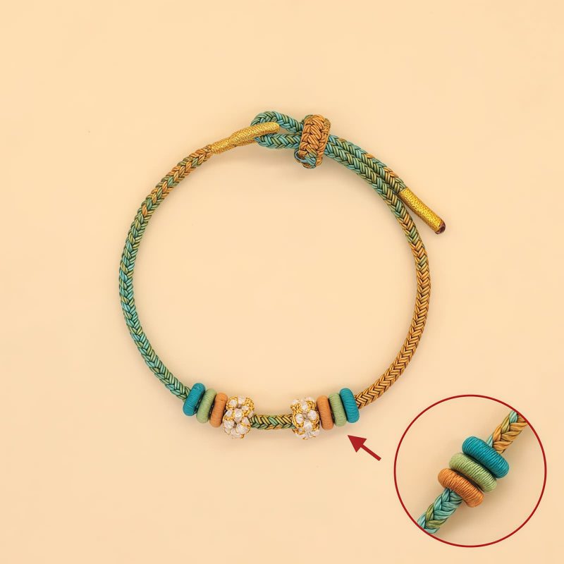 手編み八本糸平和の結び目ブレスレット Handmade Eight Thread Peace Knot Braided Bracelet