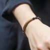 Pulsera de Pareja de Obsidiana Negra, Jaspe Rojo y Ágata Musgosa con Cobre Moss Agate Red Jasper Black Obsidian Copper Couple Bracelet