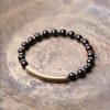 Pulsera de Pareja de Obsidiana Negra, Jaspe Rojo y Ágata Musgosa con Cobre Moss Agate Red Jasper Black Obsidian Copper Couple Bracelet