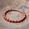 Pulsera de Pareja de Obsidiana Negra, Jaspe Rojo y Ágata Musgosa con Cobre Moss Agate Red Jasper Black Obsidian Copper Couple Bracelet
