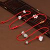 Cadena de Cintura del Zodiaco Chino de Madera de Durazno con Hilo Rojo Peach Wood Zodiac Belly Chain with Red String