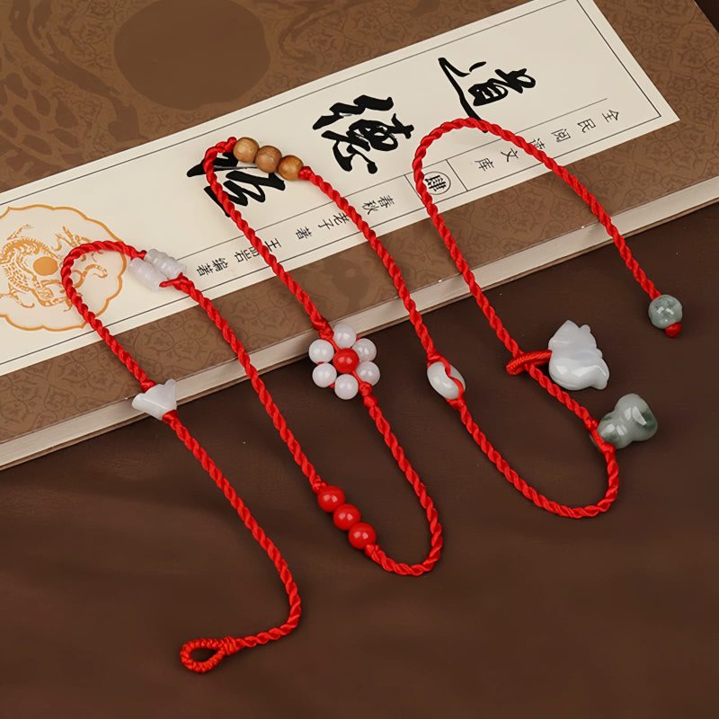 Cadena de Cintura del Zodiaco Chino de Madera de Durazno con Hilo Rojo Peach Wood Zodiac Belly Chain with Red String
