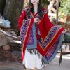 Chaleco con Capucha Tibetano con Borlas y Corazón Rojo Red Heart Tassel Tibetan Hooded Shawl