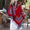 Chaleco con Capucha Tibetano con Borlas y Corazón Rojo Red Heart Tassel Tibetan Hooded Shawl