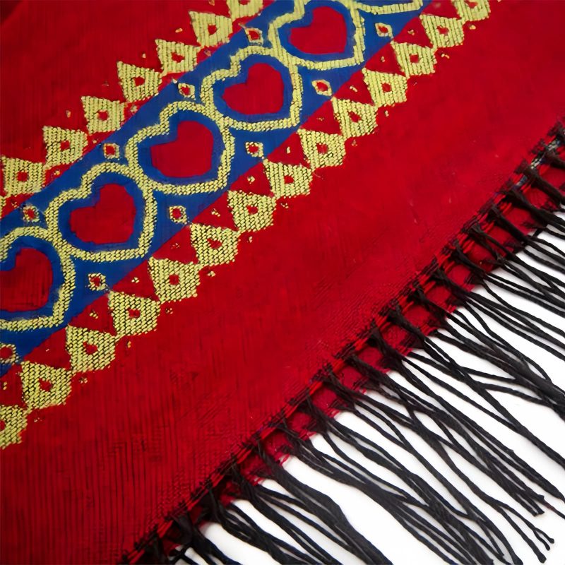 Chaleco con Capucha Tibetano con Borlas y Corazón Rojo Red Heart Tassel Tibetan Hooded Shawl