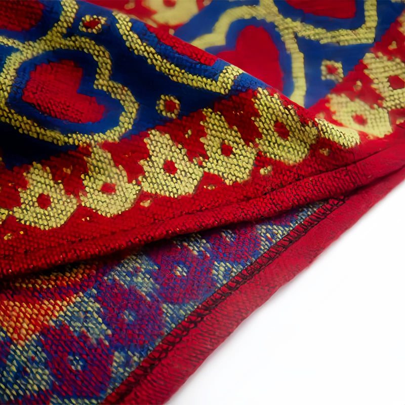 Chaleco con Capucha Tibetano con Borlas y Corazón Rojo Red Heart Tassel Tibetan Hooded Shawl