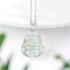 Collar con dije de Buda sonriente de jade y plata Silver Jade Laughing Buddha Pendant Necklace