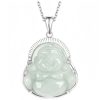 Collar con dije de Buda sonriente de jade y plata Silver Jade Laughing Buddha Pendant Necklace