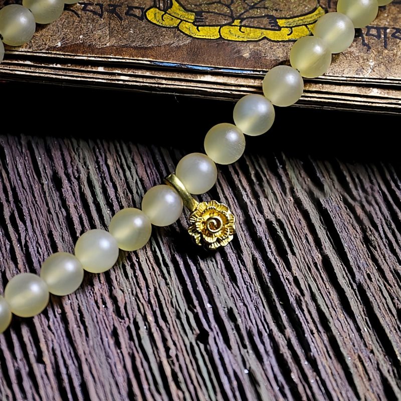 Pulseira de Âmbar de Chifre de Ovelha Tibetana 108 Contas de Mala da Sorte Tibet 108 Mala Sheep Horn Amber Luck Bracelet