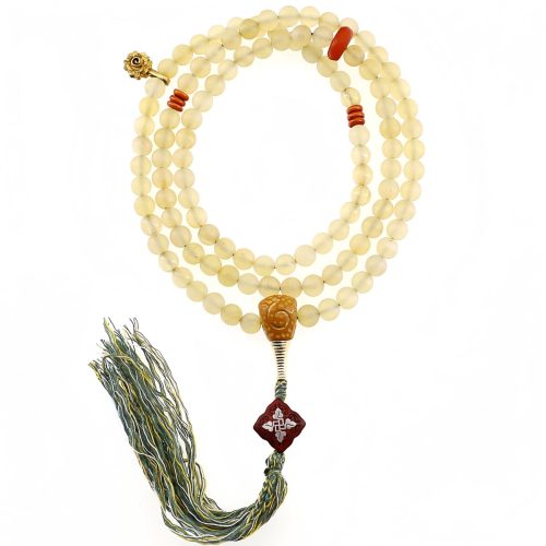 Pulsera Tibetana de la Suerte Mala de 108 Cuentas de Cuerno de Oveja y Ámbar Pulsera Tibetana de la Suerte Mala de 108 Cuentas de Cuerno de Oveja y Ámbar
