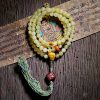 Pulseira de Âmbar de Chifre de Ovelha Tibetana 108 Contas de Mala da Sorte Tibet 108 Mala Sheep Horn Amber Luck Bracelet