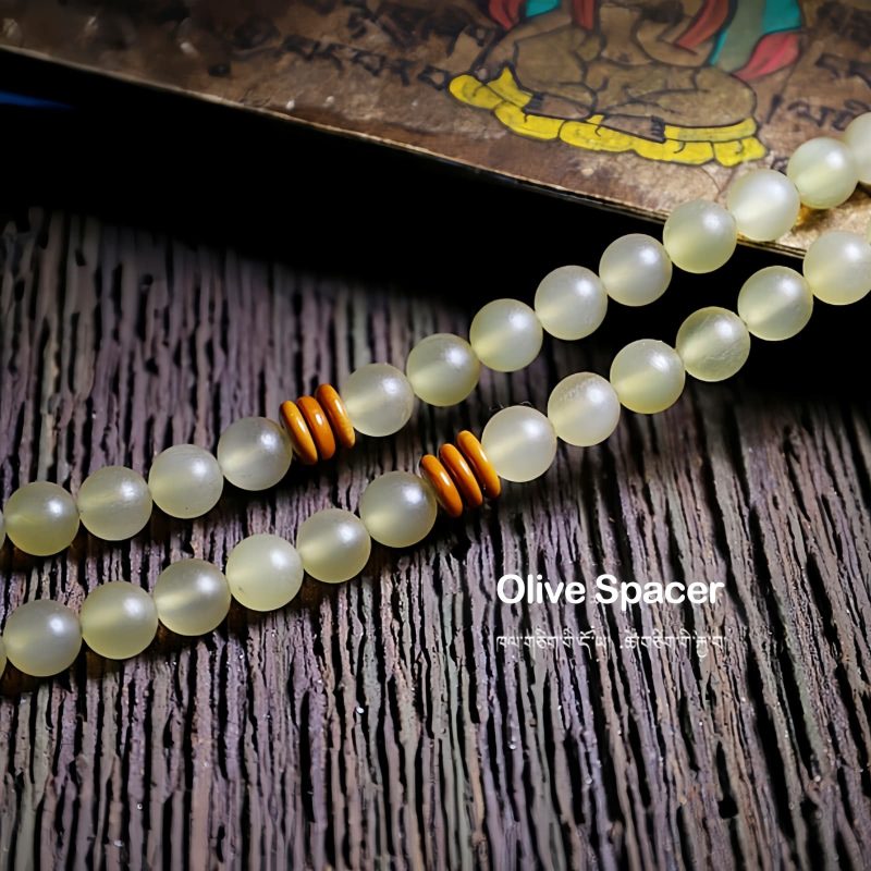 Pulseira de Âmbar de Chifre de Ovelha Tibetana 108 Contas de Mala da Sorte Tibet 108 Mala Sheep Horn Amber Luck Bracelet