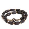 سوار يد مزدوج من خشب الأبنوس التبتي مع حبات Dzi و النحاس Tibet Ebony Wood Dzi Bead Copper Double Wrap Bracelet
