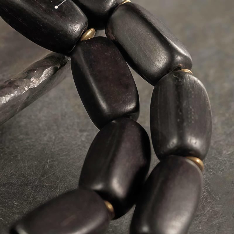 سوار يد مزدوج من خشب الأبنوس التبتي مع حبات Dzi و النحاس Tibet Ebony Wood Dzi Bead Copper Double Wrap Bracelet