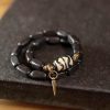 سوار يد مزدوج من خشب الأبنوس التبتي مع حبات Dzi و النحاس Tibet Ebony Wood Dzi Bead Copper Double Wrap Bracelet