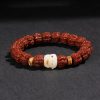 Pulsera Tibetana de la Fortuna con Cuentas Rudraksha, Dzi y Gato de la Suerte Tibet Rudraksha Dzi Bead Lucky Cat Wealth Bracelet