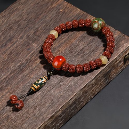 Tibet Rudraksha Dzi-Perlen Glückskatze Wohlstands-Armband Tibet Rudraksha Dzi-Perlen Glückskatze Wohlstands-Armband