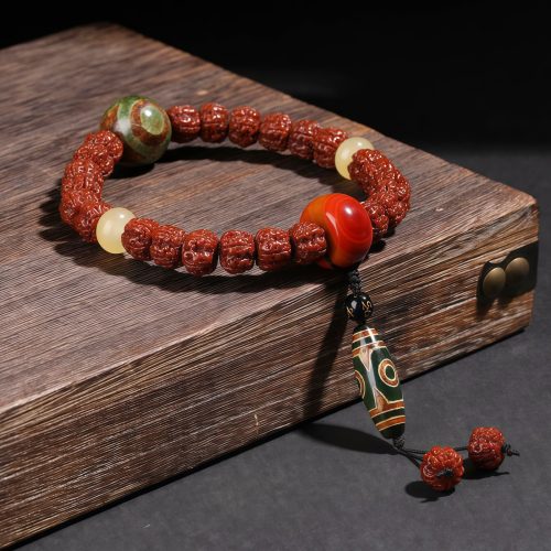Tibet Rudraksha Dzi-Perlen Glückskatze Wohlstands-Armband Tibet Rudraksha Dzi-Perlen Glückskatze Wohlstands-Armband