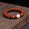 Pulsera Tibetana de la Fortuna con Cuentas Rudraksha, Dzi y Gato de la Suerte Tibet Rudraksha Dzi Bead Lucky Cat Wealth Bracelet