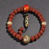 Pulsera Tibetana de la Fortuna con Cuentas Rudraksha, Dzi y Gato de la Suerte Tibet Rudraksha Dzi Bead Lucky Cat Wealth Bracelet