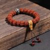 Pulsera Tibetana de la Fortuna con Cuentas Rudraksha, Dzi y Gato de la Suerte Tibet Rudraksha Dzi Bead Lucky Cat Wealth Bracelet