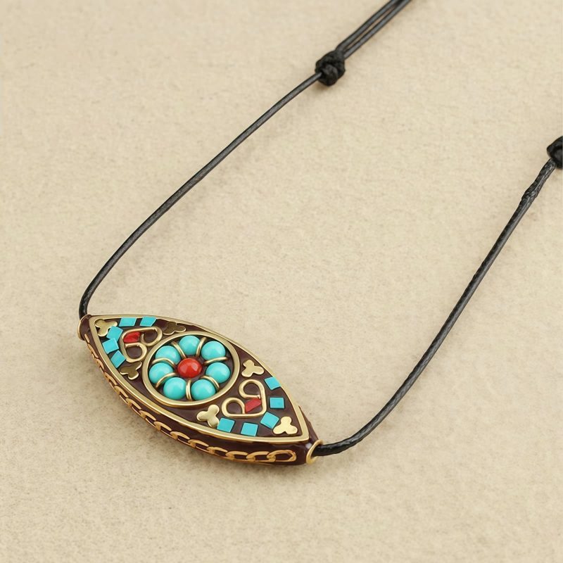 Collar de Protección con Turquesa Marquise del Tíbet Tibet Turquoise Marquise Protection Necklace