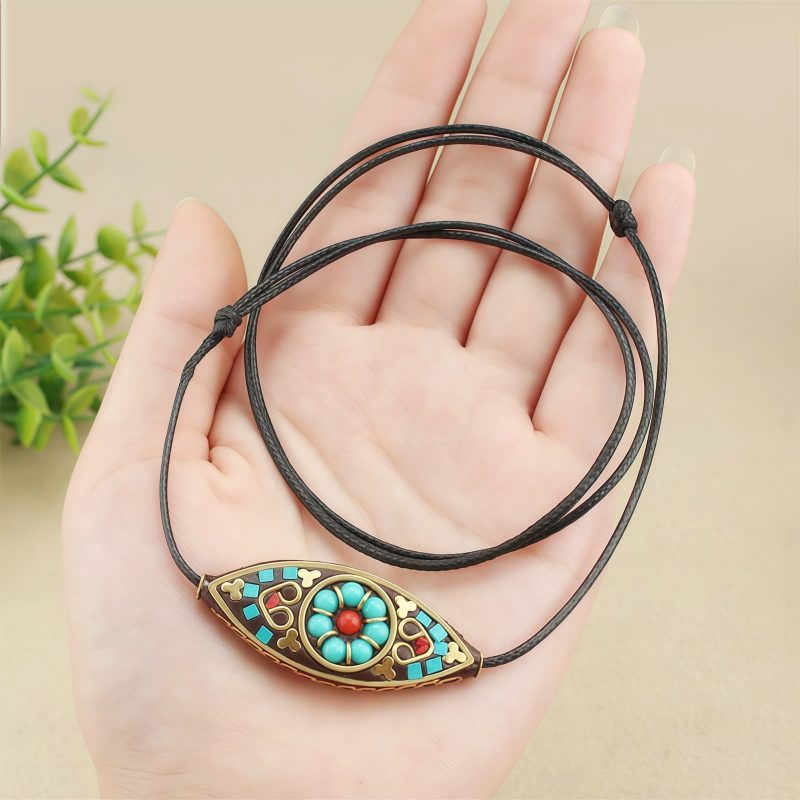 Collar de Protección con Turquesa Marquise del Tíbet Tibet Turquoise Marquise Protection Necklace