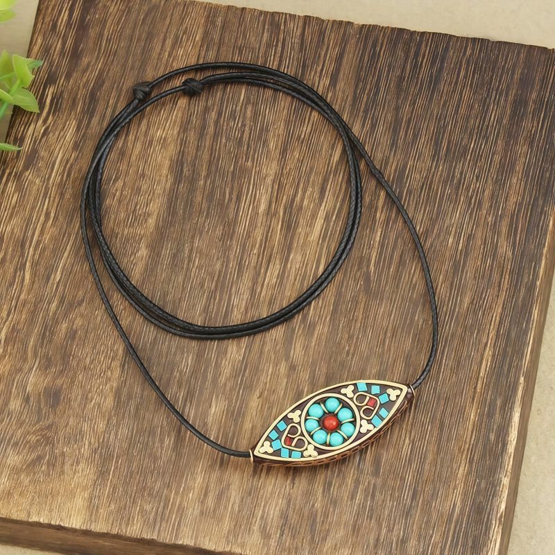 Collar de Protección con Turquesa Marquise del Tíbet Tibet Turquoise Marquise Protection Necklace