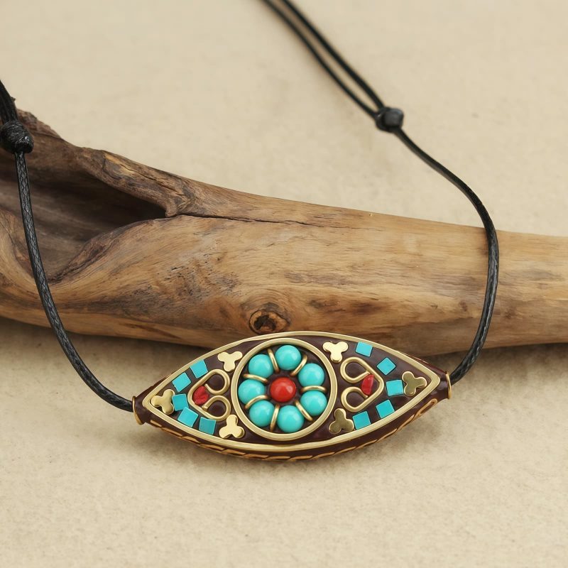 Collar de Protección con Turquesa Marquise del Tíbet Tibet Turquoise Marquise Protection Necklace