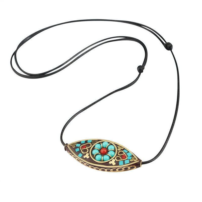 Collar de Protección con Turquesa Marquise del Tíbet Tibet Turquoise Marquise Protection Necklace